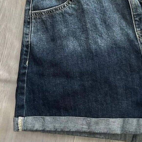 High Waisted Cuffed Denim Shorts - Picture 3 of 3